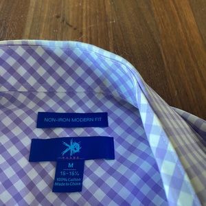 Men’s Medium purple gingham no iron shirt